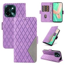 Per vivo Y28 4G Custodia per telefono in pelle con reticolo rombico bicolore (viola)