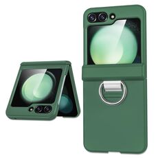 Per Samsung Galaxy Z Flip6 5G TPU+PC Custodia pieghevole con anello centrale (verde scuro)