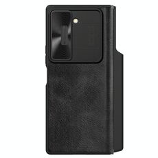 Custodia per telefono in pelle con design scorrevole per fotocamera Samsung Galaxy Z Fold6 5G NILLKIN QIN Series Pro (nero)