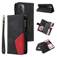 Per OPPO Reno12 Pro Global Custodia per cellulare in pelle bicolore con 9 slot per schede (Nero)