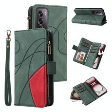 Per OPPO Reno12 Pro Global Dual-color 9 slot per schede Custodia per telefono in pelle con cerniera a portafoglio (verde)