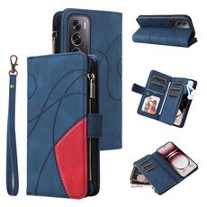 Per OPPO Reno12 Pro Global Custodia per cellulare in pelle bicolore con 9 slot per schede (blu)