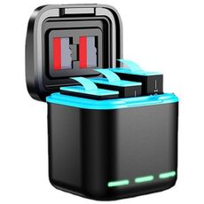 GP-810 Stazione di caricabatteria ricaricabile a 3 batterie Custodia di stoccaggio per GoPro HERO5 /6 /7 /8