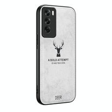Per OPPO Reno12 Pro Custodia per telefono all-inclusive in pelle con testa di cervo globale (bianca)