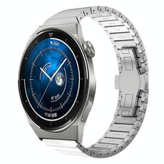 Per Huawei Watch GT3 Pro 46mm 22mm Cinturino in lega con fibbia a farfalla con vernice a perline (Argento)