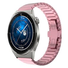 Per Huawei Watch GT3 Pro 46mm 22mm Cinturino in lega con fibbia a farfalla con vernice a perline (rosa)