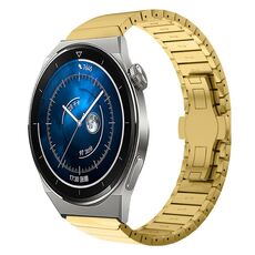 Per Huawei Watch GT3 Pro 46mm 22mm Cinturino in lega con fibbia a farfalla con vernice a perline (oro)
