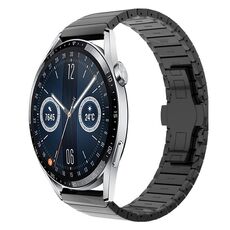 Per Huawei Watch GT3 46mm 22mm Cinturino in lega con fibbia a farfalla con vernice a perline (nero)