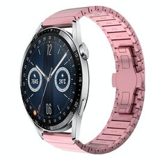Per Huawei Watch GT3 46mm 22mm Cinturino in lega con fibbia a farfalla con vernice a perline (rosa)