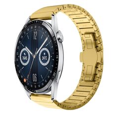 Per Huawei Watch GT3 46mm 22mm Cinturino in lega con fibbia a farfalla con vernice a perline (oro)