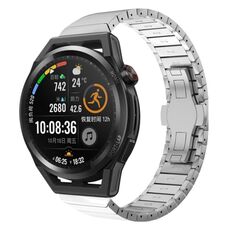 Per Huawei Watch GT Runner 22mm One Bead Paint Butterfly Buckle Cinturino in lega (Argento)