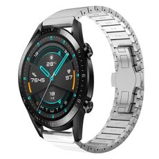 Per Huawei Watch GT2 46mm 22mm Cinturino in lega con fibbia a farfalla con vernice a perline (Argento)