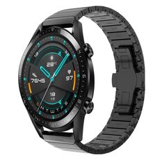 Per Huawei Watch GT2 46mm 22mm Cinturino in lega con fibbia a farfalla con vernice a perline (nero)