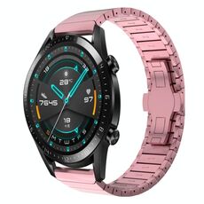 Per Huawei Watch GT2 46mm 22mm Cinturino in lega con fibbia a farfalla con vernice a perline (rosa)
