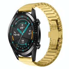 Per Huawei Watch GT2 46mm 22mm Cinturino in lega con fibbia a farfalla con vernice a perline (oro)
