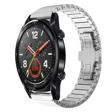 Per Huawei Watch GT 42 / 46mm 22mm Cinturino in lega con fibbia a farfalla con vernice a perline (Argento)