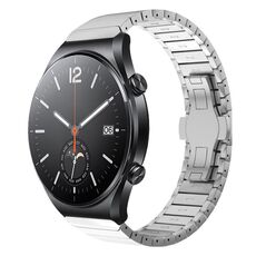 Per Xiaomi Watch S1 22mm cinturino in lega con fibbia a farfalla con vernice a perline (argento)