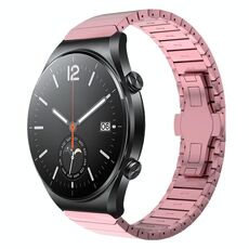 Per Xiaomi Watch S1 22mm cinturino in lega con fibbia a farfalla con vernice a perline (rosa)