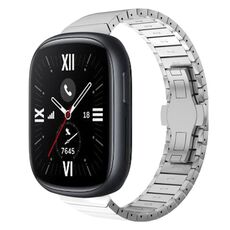 For Honor Watch 4 22mm Cinturino in lega con fibbia a farfalla in vernice con perline (argento)