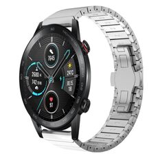 Per Honor Magic Watch2 46mm 22mm Cinturino per orologio in lega con fibbia a farfalla con vernice a perla (Argento)