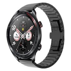 Per Honor Magic Watch cinturino in lega con fibbia a farfalla in vernice da 22 mm con perline (nero)