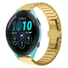 Per Garmin Forerunner 265 22mm One Bead Paint Butterfly Buckle Cinturino in lega (Oro)