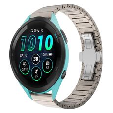 Per Garmin Forerunner 265 Music 22mm One Bead Paint Butterfly Buckle Cinturino in lega (colore titanio)