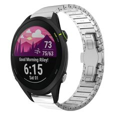 Per Garmin Forerunner 255 22mm One Bead Paint Butterfly Buckle Cinturino in lega (Argento)