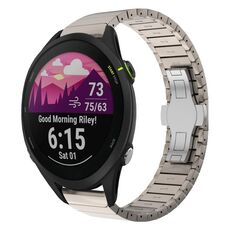 Per Garmin Forerunner 255 22mm One Bead Paint Butterfly Buckle Cinturino in lega (colore titanio)