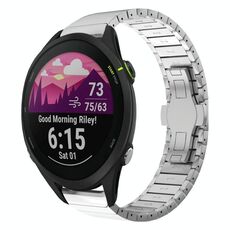 Cinturino per orologio in lega con fibbia a farfalla, 22 mm, per Garmin Forerunner 255 Music (argento)