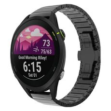 Per Garmin Forerunner 255 Music 22mm One Bead Paint Butterfly Buckle Cinturino in lega (Nero)
