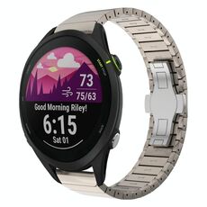 Per Garmin Forerunner 255 Music 22mm One Bead Paint Butterfly Buckle Cinturino in lega (colore titanio)