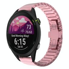 Per Garmin Forerunner 255 Music 22mm One Bead Paint Butterfly Buckle Alloy Watch Band (Rosa)