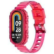 Per Xiaomi Smart Band 9/9 NFC Glacier Cinturino per orologio in TPU integrato con fibbia in metallo (rosa rosso trasparente)