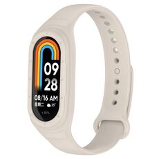 Per Xiaomi Smart Band 9/9 NFC cinturino in silicone integrato in tinta unita (bianco crema)