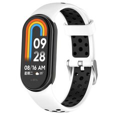Per Xiaomi Smart Band 9/9 NFC Fori Stile Connettore in metallo Cinturino in silicone bicolore (bianco nero)