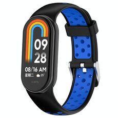 Per Xiaomi Smart Band 9/9 NFC Fori Stile Connettore in metallo Cinturino in silicone bicolore (nero blu)
