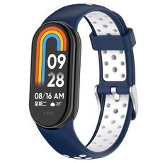 Per Xiaomi Smart Band 9/9 NFC Fori Stile Connettore in metallo Cinturino in silicone bicolore (blu bianco)