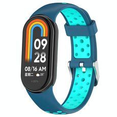 Per Xiaomi Smart Band 9/9 NFC Fori Stile Connettore in metallo Cinturino in silicone bicolore (blu verde acqua)