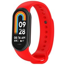 Per Xiaomi Smart Band 9/9 NFC connettore metallico cinturino in silicone tinta unita (rosso)