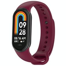 Per Xiaomi Smart Band 9/9 NFC connettore metallico cinturino in silicone tinta unita (vino rosso)