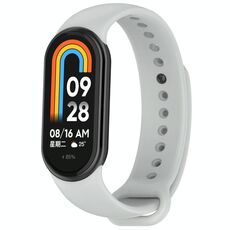 Per Xiaomi Smart Band 9/9 NFC connettore metallico cinturino in silicone tinta unita (grigio chiaro)