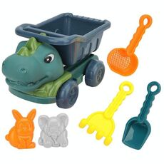 Set di giocattoli da spiaggia per pala per auto di ingegneria per dinosauri per bambini Set di strumenti per dragare l'acqua all'aperto per bambini, Colore: 8295-67 (Verde scuro)