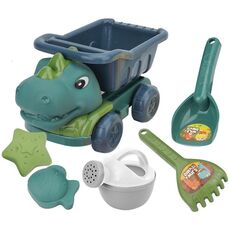 Set di giocattoli da spiaggia per pala per auto di ingegneria per dinosauri per bambini Set di strumenti per dragare l'acqua all'aperto per bambini, colore: 8295-67A (verde scuro)