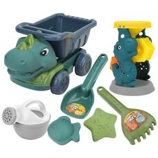 Set di giocattoli da spiaggia per pala per auto di ingegneria per dinosauri per bambini Set di strumenti per dragare l'acqua all'aperto per bambini, Colore: 8295-67B (Verde scuro)
