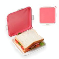 Scatola per la conservazione del pane sandwich Scatola per il pranzo portatile in silicone da asporto (rosa)