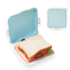 Scatola per la conservazione del pane sandwich Scatola per il pranzo portatile da asporto in silicone(Blu)
