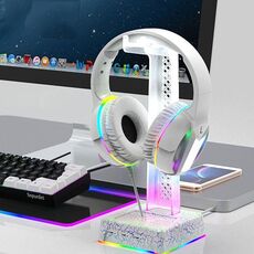 Z3 Cracked con porta di espansione 3USB Supporto per cuffie Supporto per display per cuffie con luce ambientale RGB (Bianco)