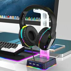 Z3 Cracked con porta di espansione 3USB Supporto per cuffie Supporto per display per cuffie con luce ambientale RGB (nero)