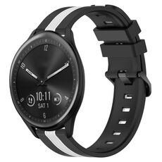 Per cinturino in silicone bicolore verticale da 20 mm Garmin Vivomove Sport (nero + bianco)